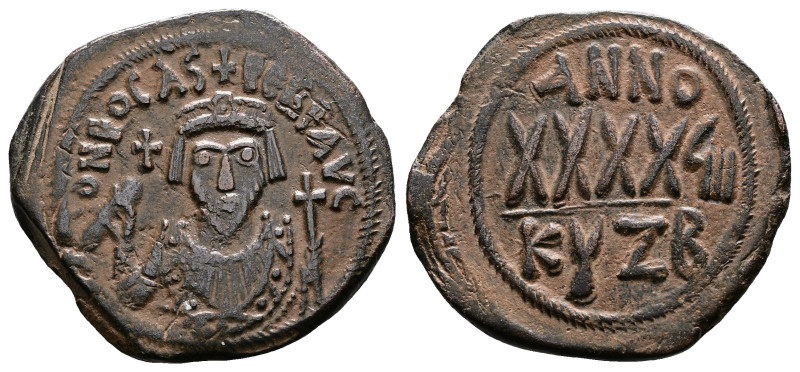 Phocas, 602-610 AD. Bronze 40 Nummi (33 mm, 13,55 g.). Cyzicus, RY 8= 609/610 AD...