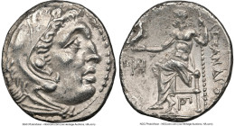 MACEDONIAN KINGDOM. Alexander III the Great (336-323 BC). AR drachm (19mm, 4.01 gm, 11h). NGC AU 5/5 - 2/5. Posthumous issue, Teos, ca. 310-301 BC. He...