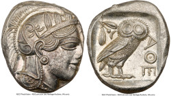 ATTICA. Athens. Ca. 440-404 BC. AR tetradrachm (25mm, 17.21 gm, 1h). NGC MS 3/5 - 4/5. Mid-mass coinage issue. Head of Athena right, wearing earring, ...