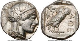 ATTICA. Athens. Ca. 440-404 BC. AR tetradrachm (25mm, 17.18 gm, 7h). NGC Choice AU 5/5 - 3/5, scratch. Mid-mass coinage issue. Head of Athena right, w...