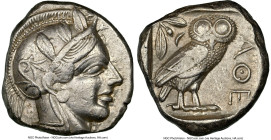 ATTICA. Athens. Ca. 440-404 BC. AR tetradrachm (24mm, 17.18 gm, 6h). NGC XF 4/5 - 4/5. Mid-mass coinage issue. Head of Athena right, wearing earring, ...