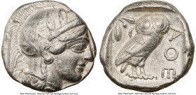 ATTICA. Athens. Ca. 440-404 BC. AR tetradrachm (23mm, 17.19 gm, 1h). NGC Choice VF 5/5 - 3/5. Mid-mass coinage issue. Head of Athena right, wearing ea...