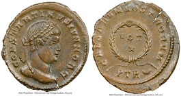 Constantine II (AD 337-340). AE3 or BI nummus (19mm, 3.08 gm, 5h). NGC Choice AU 4/5 - 5/5. Trier, 1st officina, AD 323-324. CONSTANTINVS IVN NOB C, l...