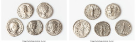 ANCIENT LOTS. Roman Imperial. Lot of five (5) AR denarii. Fine-Choice Fine. Includes: Five Roman Imperial AR denarii, various rulers and types. SOLD A...
