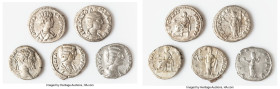 ANCIENT LOTS. Roman Imperial. Lot of five (5) AR denarii. VG-Choice Fine. Includes: Five Roman Imperial AR denarii, various rulers and types. SOLD AS ...