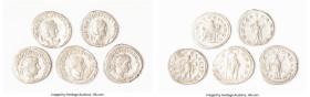 ANCIENT LOTS. Roman Imperial. Lot of five (5) AR antoniniani. Fine-Choice Fine. Includes: Five Roman Imperial AR antoniniani, various rulers and types...