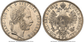 Franz Joseph I Florin 1869-A AU58 NGC, KM2221. HID09801242017 © 2024 Heritage Auctions | All Rights Reserved www.HA.com/TexasAuctioneerLicenseNotice