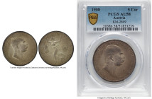 Franz Joseph I 5 Corona 1908 AU58 PCGS, Vienna mint, KM2809. One year type on the 60th Anniversary of Franz Joseph I Reign. HID09801242017 © 2024 Heri...
