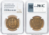 Republic Prooflike gold 100 Schilling 1934 UNC Details (Reverse Spot Removed) NGC, Vienna mint, KM2842, Fr-520. HID09801242017 © 2024 Heritage Auction...