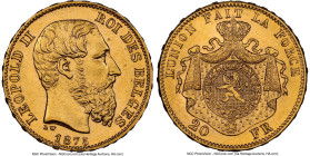 Leopold II gold 20 Francs 1875 UNC Details (Cleaned) NGC, Brussels mint, KM37, Fr-412. Position A. HID09801242017 © 2024 Heritage Auctions | All Right...