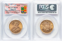 George V gold 10 Dollars 1914 MS64 PCGS, Ottawa mint, KM27, Fr-3. Canadian Gold Reserve. HID09801242017 © 2024 Heritage Auctions | All Rights Reserved...