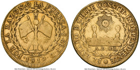 Republic gold 8 Escudos 1819 So-FD VF Details (Reverse Cleaned) NGC, Santiago mint, KM84, Fr-33.. Mintage: 37,000. One of the earlier dates of type is...