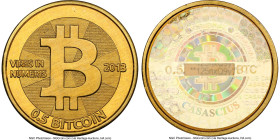 Casascius brass Unloaded (Redeemed) 0.5 Bitcoin (BTC) 2013 MS66 NGC, Ahonen-pg 100. Total Issued 3,084. Series 2. Type PF. 25.4mm. Firstbits 125nxQ9y....