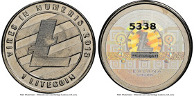 Lealana nickel-plated brass Loaded (Unredeemed) 1 Litecoin (LTC) 2013 MS65 NGC, Ahonen-pg 199. Total Issued: 2,000. Type PF. 30mm. Black address. Non-...