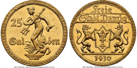 Free City gold 25 Gulden 1930 MS63 NGC, Berlin mint, KM150, Fr-44. HID09801242017 © 2024 Heritage Auctions | All Rights Reserved www.HA.com/TexasAucti...