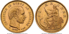 Christian IX gold 10 Kroner 1900 (h)-VBP UNC Details (Reverse Damage) NGC, Copenhagen mint, KM790.2, Fr-296. HID09801242017 © 2024 Heritage Auctions |...