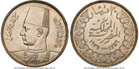 Farouk 20 Piastres AH 1356 (1937) MS61 NGC, Royal mint, KM368. Mintage: 25,000. First year of two year type. HID09801242017 © 2024 Heritage Auctions |...