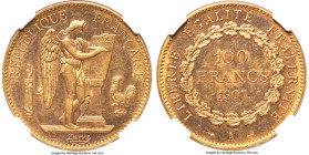 Republic gold 100 Francs 1907-A AU58 NGC, Paris mint, KM858, F-553/11. HID09801242017 © 2024 Heritage Auctions | All Rights Reserved www.HA.com/TexasA...