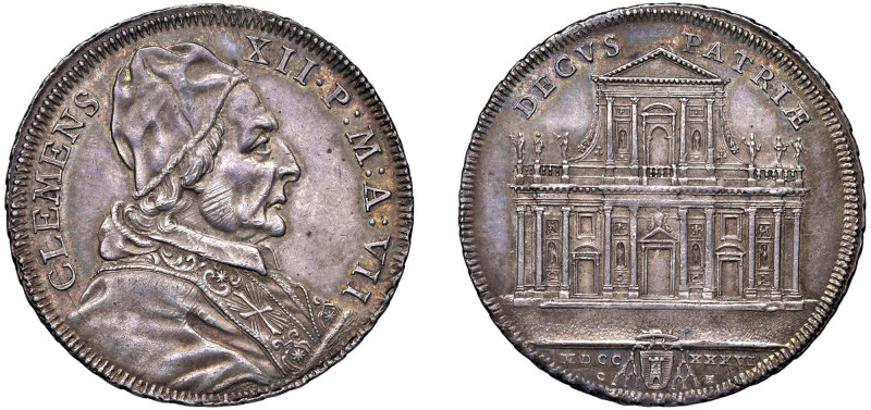 CLEMENTE XII, Lorenzo Corsini (1730-1740) - Mezza piastra, an. VII, Roma.
Argen...