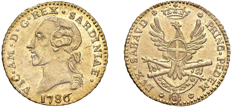 VITTORIO AMEDEO III (1773-1796) - ¼ Doppia 1786, Torino.
Oro - n.d.
Dritto: Te...