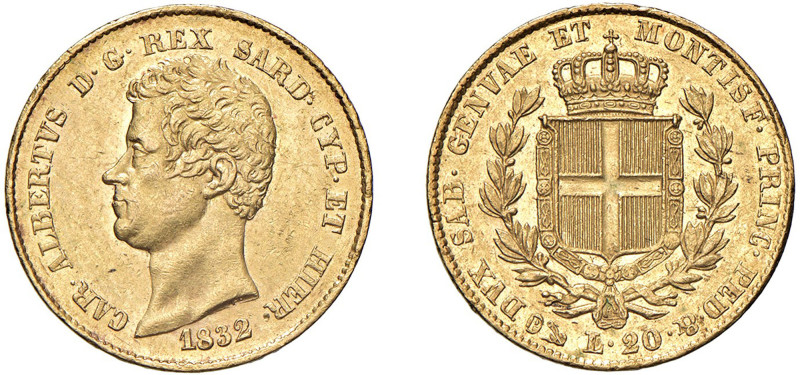 CARLO ALBERTO (1831-1849) - 20 lire 1832, Genova, FERT.
Oro, 6,43 gr. - Diam. 2...