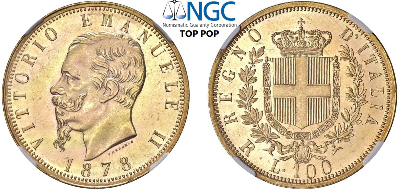 VITTORIO EMANUELE II, Re d'Italia (1861-1878) - 100 lire 1878, Roma.
Oro - n.d....