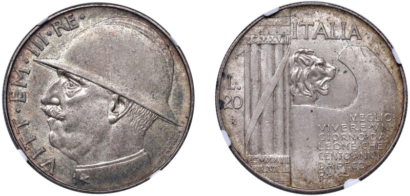 VITTORIO EMANUELE III (1900-1943) - 20 lire 1928, Elmetto, Roma.
Argento - n.d....