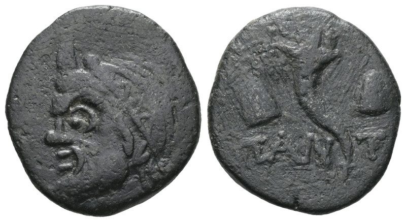 GREEK COINS CIMMERIAN BOSPOROS. Pantikapaion. Ae (Circa 150-120 BC). Obv: Wreath...