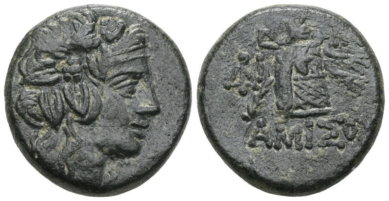 PONTOS. Amisos. Ae (85-65 BC). Mithridatic war issue. Obv: Head of Dionysos righ...