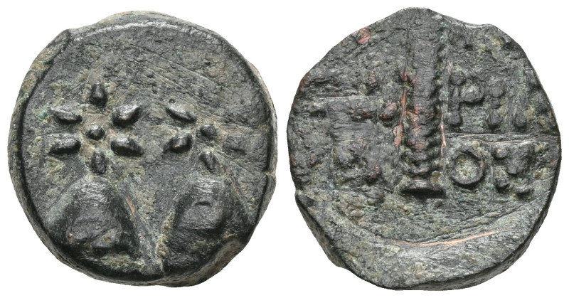 GREEK COINS COLCHIS.Dioscurias.Time of Mithradates VI.(Circa 105-90 BC).Ae. Obv ...