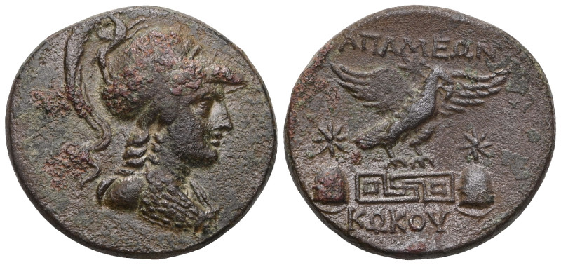 Greek Coins PHRYGIA.Apamea.Ca 133-48 BC.AE Bronze.Bust of Athena right, wearing ...