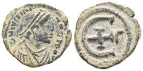 Byzantine Justinian I, 527-565. Pentanummium , Theoupolis (Antioch), struck 542. D N IVSTINIANVS P P AVG Diademed, draped, and cuirassed bust of Justi...