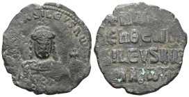 Byzantine CONSTANTINE VII PORPHYROGENITUS(913-959) and ROMANUS I LECAPENUS (920-944). Follis. Constantinople. Obv: + ROmAn' bASILEVS RWm'. Crowned and...
