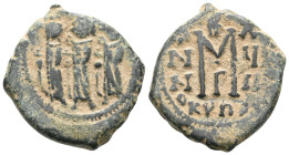 BYZANTINE COINS HERACLIUS with HERACLIUS CONSTANTINE and MARTINA.(610-641).Cyprus.Follis. Obv : Martina, Heraclius and Heraclius Constantine standing ...