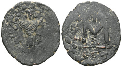 Byzantine Philippicus (Bardanes, 711-713). Æ 40 Nummi . Syracuse. Philippicus standing facing, holding cross-tipped sceptre and globus cruciger. R/ La...