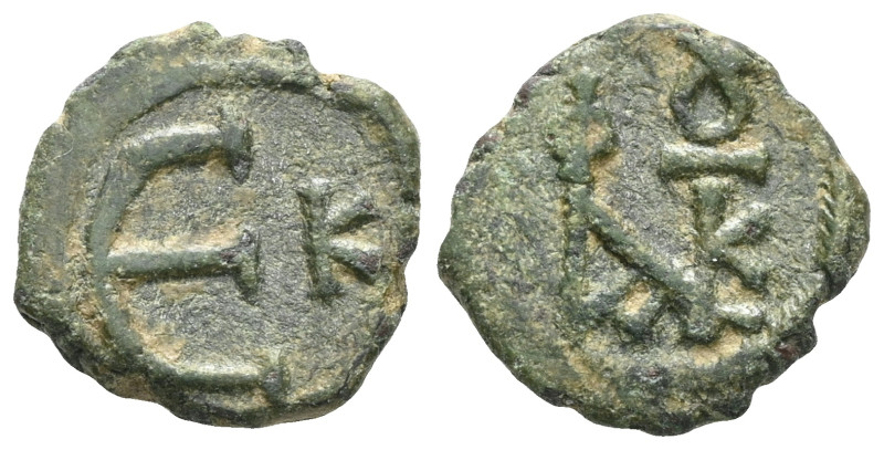 Byzantine Justin II, 565-578. Pentanummium , Cyzicus. Monogram of Justin II. Rev...