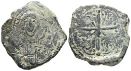 1104-1112 AD.AE.Follis.4th type. Sharp stroke, details of Christ clearly defined.

 Weight: 7,9 gr Diameter:27,6 mm