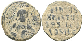 Byzantine Anonymous, time of Basil II & Constantine VIII, circa 970-1025. Follis (Bronze), Class A2, Constantinople. +EMMANOVHΛ / IC - XC Bust of Chri...