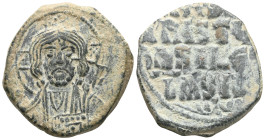 Byzantine Anonymous, time of Basil II & Constantine VIII, circa 970-1025. Follis (Bronze), Class A2, Constantinople. +EMMANOVHΛ / IC - XC Bust of Chri...