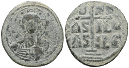 Byzantine Anonymous. Class B. Romanus III. AE, Follis (Bronze) Constantinople. Anonymous. Class B. 1028-1034 AD. Obv: + EMM[A NOVHΛ] / IC X[C], Bust o...