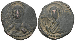 Byzantine Anonymous Folles, time of Romanus IV, circa 1068-1071. Follis (Bronze), Class G, Constantinople. IC XC Facing bust of Christ Pantokrator. Re...