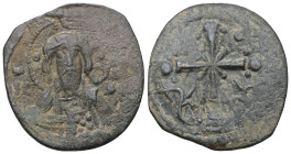 Byzantine Anonymous I ( Bronze) (attributed to Nicephorus III), Follis , Constantinople 1075/1080 Bust of Christ facing, wearing nimbus cruciger, pall...