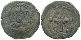 Byzantine Anonymous I ( Bronze) (attributed to Nicephorus III), Follis , Constantinople 1075/1080 Bust of Christ facing, wearing nimbus cruciger, pall...