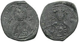 Byzantine Michael VII Doukas AD 1071-1078. Constantinople Follis Æ . IC-XC at top left and top right of nimbate bust of Christ facing, nimbate cross b...