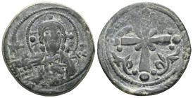 Byzantine Anonymous I ( Bronze) (attributed to Nicephorus III), Follis , Constantinople 1075/1080 Bust of Christ facing, wearing nimbus cruciger, pall...