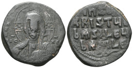 Byzantine Anonymous, time of Basil II & Constantine VIII, circa 970-1025. Follis (Bronze), Class A2, Constantinople. +EMMANOVHΛ / IC - XC Bust of Chri...