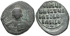 Byzantine Anonymous, time of Basil II & Constantine VIII, circa 970-1025. Follis (Bronze), Class A2, Constantinople. +EMMANOVHΛ / IC - XC Bust of Chri...