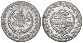 OTTOMAN EMPIRE. Mahmud II (1223-1255 H / 1808-1839 AD). 5 Kuruş or Cedid Five. Qustantiniya (Constantinople). Dated AH 1223//23 (AD 1830). Obverse: To...