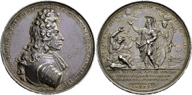 Baden-Baden. Ludwig Wilhelm (gen. "Türkenlouis") 1677-1707. 
Silbermedaille 1693 von P.H. Müller, auf die siegreichen Feldzüge der Kaiserlichen Armee...