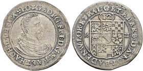 Baden-Durlach. Georg Friedrich 1604-1622. 
Kipper- 12 Kreuzer (= Dreibätzner) 1621 -Pforzheim-. Brustbild im drapierten Harnisch nach rechts / Achtfe...